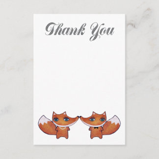 Casal Woodland Red Fox Obrigado Cartão De Nota