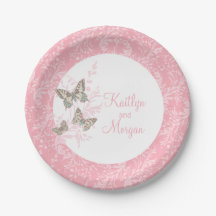 Casamento 3 borboletas de tinta prato de papel bra