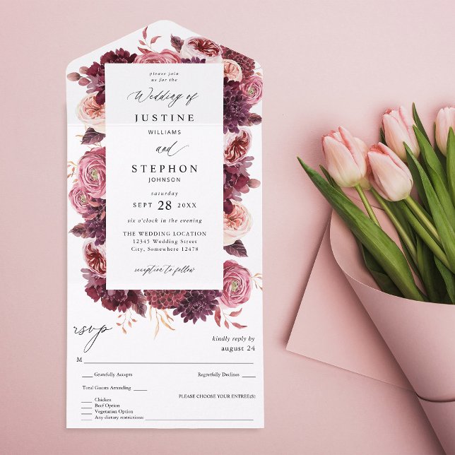 Casamento 8B com Borgonha e Rosa Esbranquiçada 2 (Criador carregado)