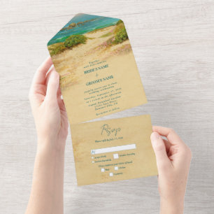 Casamento à Beira-Mar com Aquarela