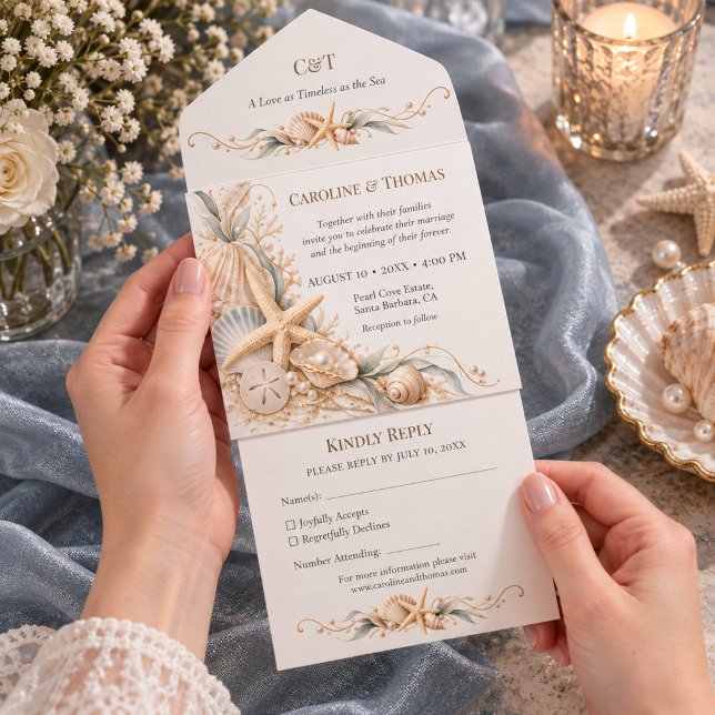 Casamento à Beira-Mar com Estrelas-do-Mar e Concha (Criador carregado)