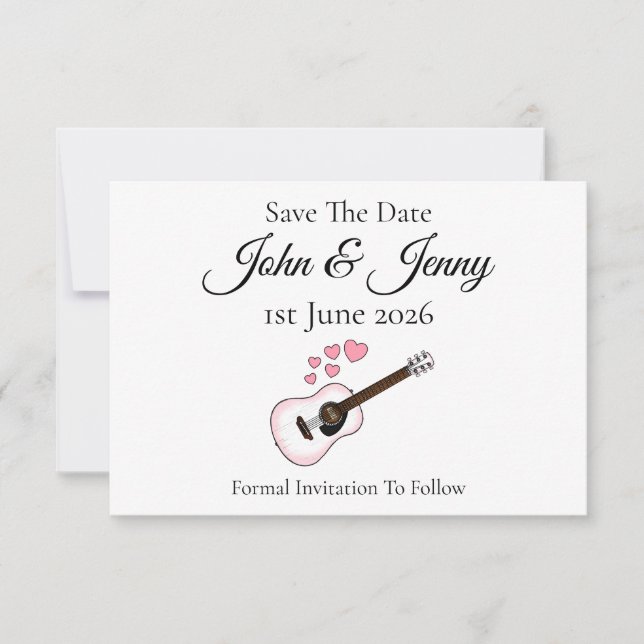 Casamento Acústico De Músico De Violão Salve A Dat (Frente)