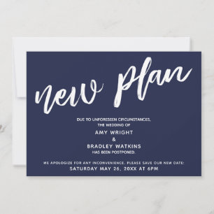 Casamento Adiado Novo Plano Anúncio Azul Marinho