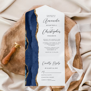Casamento Ágata Azul Naval Dourado