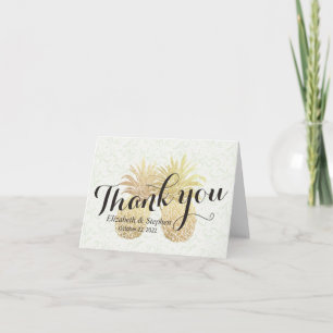 Casamento Agradecimento Casal Abacaxi Dourado Vint
