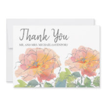 Casamento Agradecimento Coral Aquarela Floral