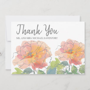 Casamento Agradecimento Coral Aquarela Floral