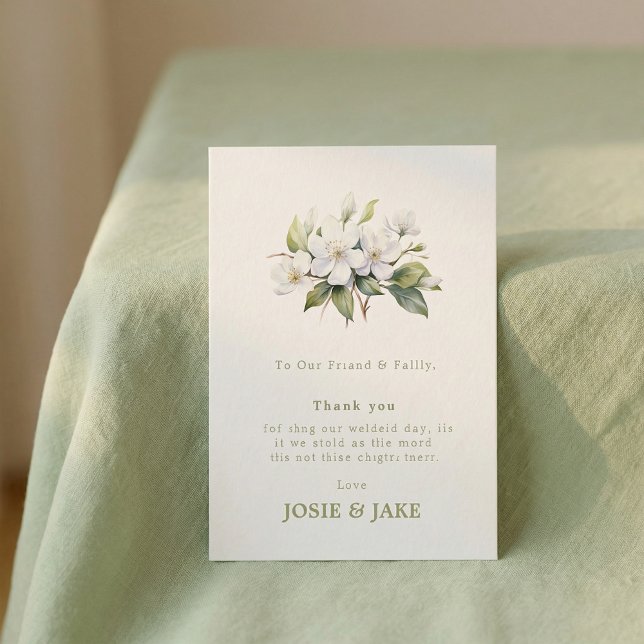 Casamento agradecimento flor de branco elegante (Wedding elegant white floral blossom thank you card)