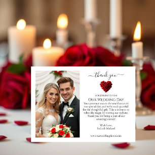 Casamento Agradecimento - Rosas Vermelhas em Coraç