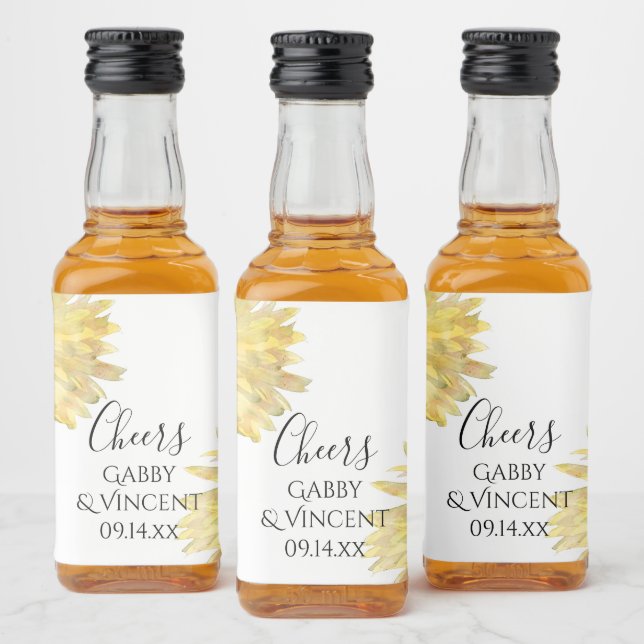 Casamento Amarelo de Girassóis Aquarela (Garrafas)