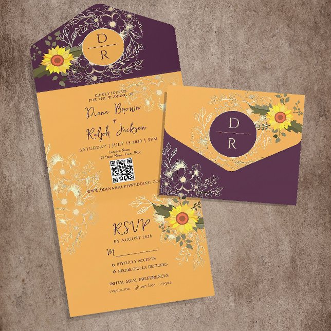Casamento Amarelo e Roxo de Girassóis (Criador carregado)