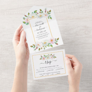 Casamento amarelo-floral com rosa de cão branco-r