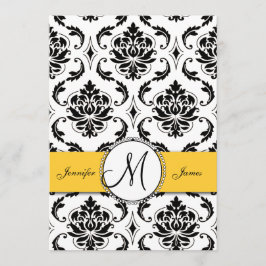 Casamento Amarelo Negro Damasco 5 x 7 Convite