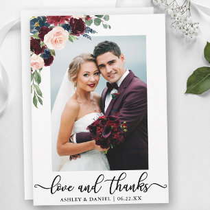 Casamento Amor e Agradecimento Burgundy Azul Flora