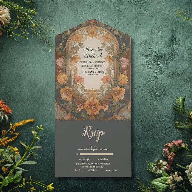 Casamento Antigo Arte Nova Floral (Criador carregado)