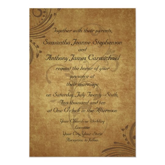 Casamento antigo do redemoinho de Teastain do Convite 12.7 X 17.78cm
