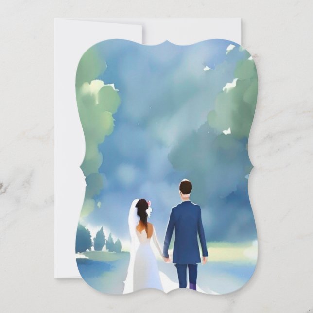 Casamento ao ar livre Bonito Noiva de Aquarela e G (Frente)