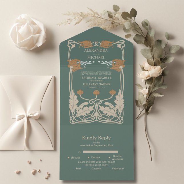 Casamento Art Nouveau Verde (Criador carregado)