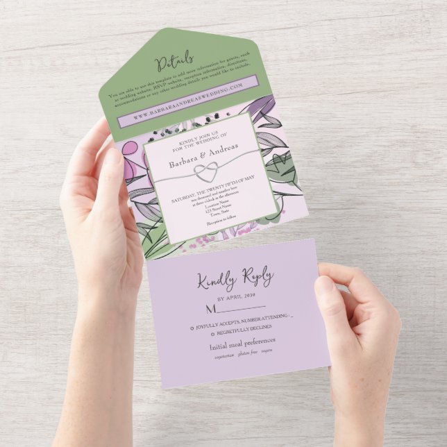 Casamento Artístico Verde Sálvia Roxo (Aba destacável)