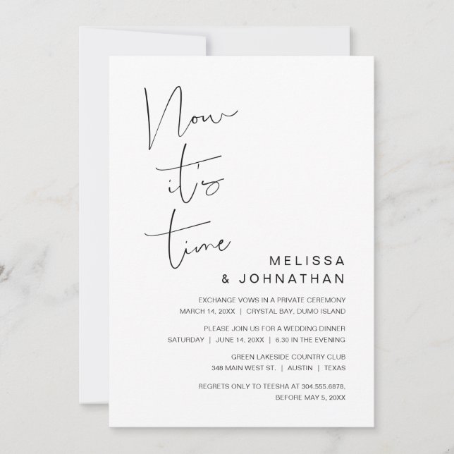 Casamento às Escuras, Agora é a Hora Convite (Frente)