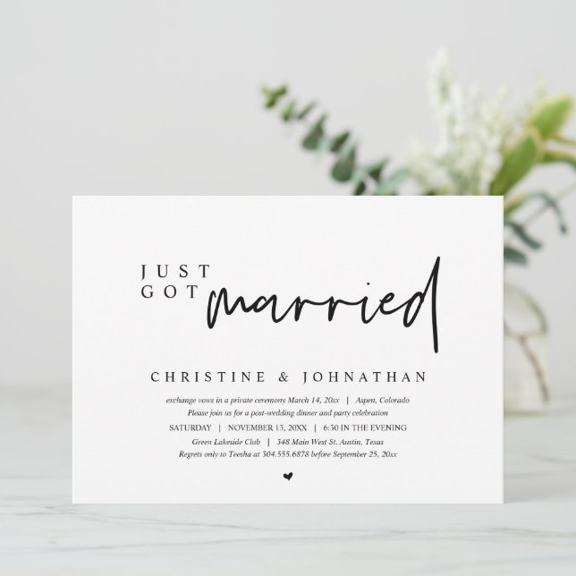 Casamento às Escuras, Convite de Casados Recém-Cas (Em pé/Frente)