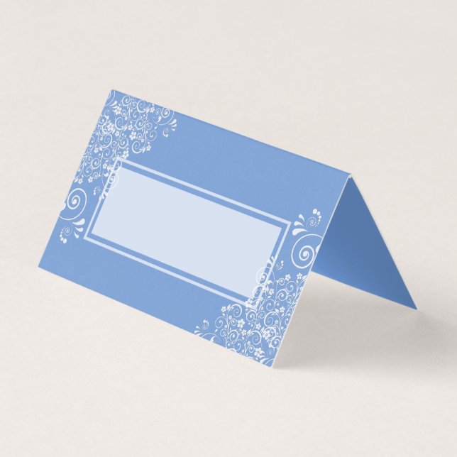 Casamento Azul Chic com Enfeites Brancos  (Frente)