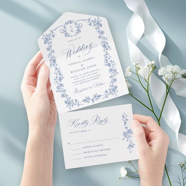 Casamento Azul com Grace Floral Dusty, Ornamentado (Criador carregado)