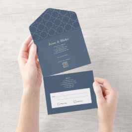 Casamento azul com Padrão de Laticework