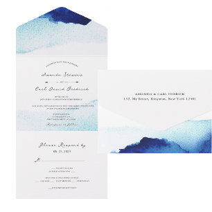 Casamento Azul de Indigo com Cor de Água Moderna