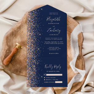 Casamento Azul de Marinho de Pêssego Moderno