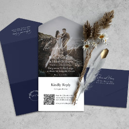 Casamento Azul de Marinho RSVP de Código QR de Scr