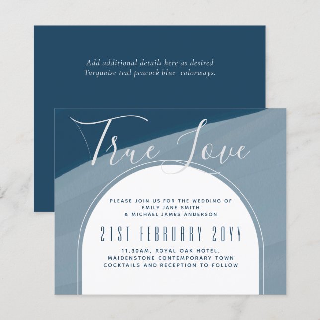 Casamento Azul De Peacock No Oceano de Vidro Moder (Frente/Verso)