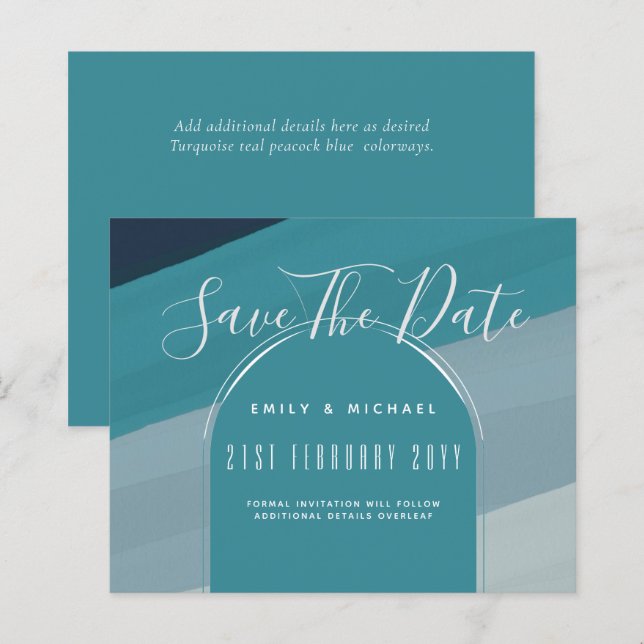 Casamento Azul De Peacock No Oceano de Vidro Moder (Frente/Verso)