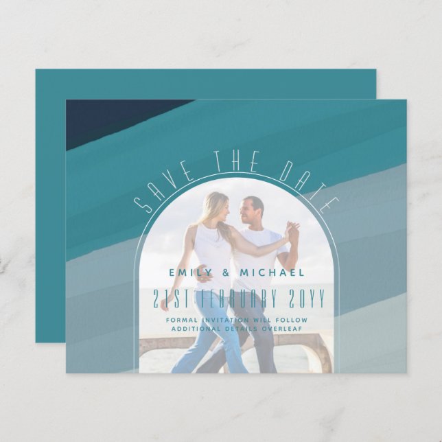 Casamento Azul De Peacock No Oceano de Vidro Moder (Frente/Verso)