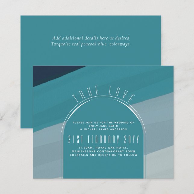 Casamento Azul De Peacock No Oceano de Vidro Moder (Frente/Verso)