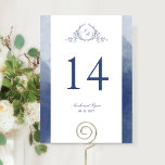 Casamento Azul do Marinho Monograma Personalizado<br><div class="desc">Ajude seus convidados a encontrar sua mesa com este elegante número de tabela monograma. Cartões duplos. Espaço livre ao redor lhe dá a liberdade de usar um mesa ou quadro. Design com um belo monograma botânico desenhado à mão em matizes azuis marinhos e bordas de lavagem com aquarela numa bela...</div>