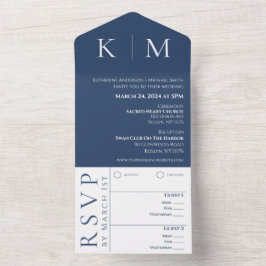 Casamento Azul Escuro e Branco com Monograma-