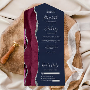 Casamento Azul Marinho Ágata Prata Borgonha