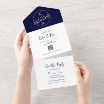 Casamento Azul Marinho Monograma Minimalista
