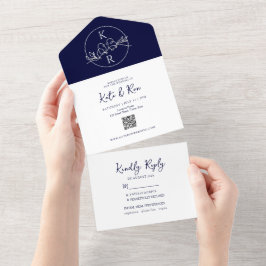 Casamento Azul Marinho Monograma Minimalista