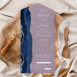Casamento Azul Marinho Prata Ágata Malva