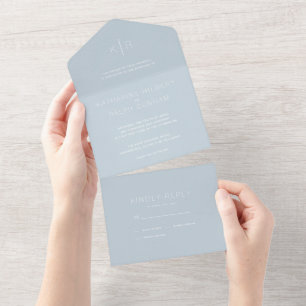 Casamento Azul Moderno Minimalista, Tudo Em Um