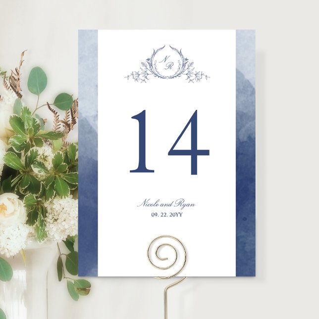 Casamento Azul Naval com Monograma Chic Personaliz (Criador carregado)