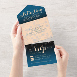Casamento Azul Oceânico Pêssego Elegante