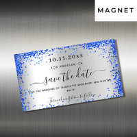 Casamento azul real de prata salve o ímã de data