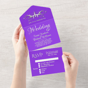 Casamento Azul Violeta e Branco Tripla w Rsvp