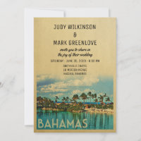 Casamento Bahamas Convite Vintage Médio Century