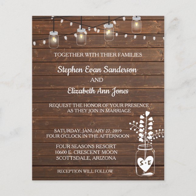 Casamento Barn Mason Jar Clássica Luzes Russas Da  (Frente)