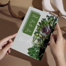 Casamento Bem Suculento Verde Obrigado Cartões