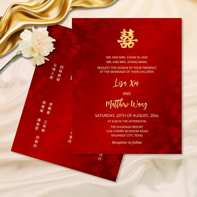 Casamento Bilingue Vermelho Dourado Chinês (Criador carregado)